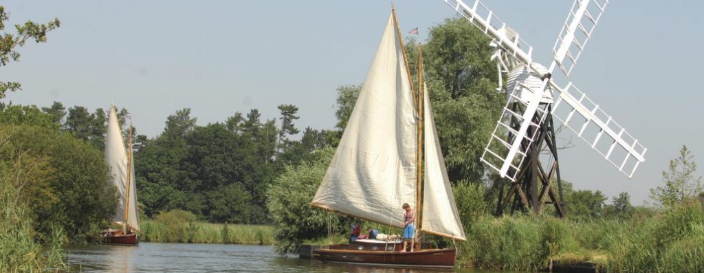 Sailing boats on the Norfolk broads