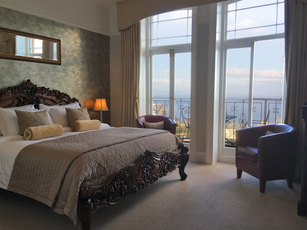 Luxury bedroom with view at Highcliffe House